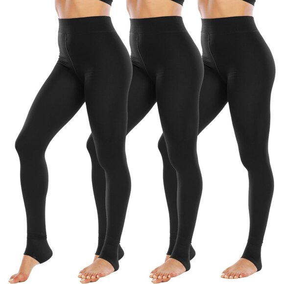 Winter Warm Fleece 3 black Leggings Women Thick Thermal Velvet Tights Cozy Wear - Picture 1 of 6